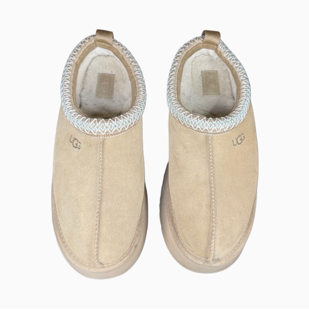 UGG Tazz wool-blend fleece-lined embroidered suede platform slippers